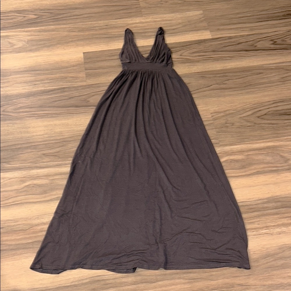 Charcoal Grey Maxi V-Neck Tank Dress